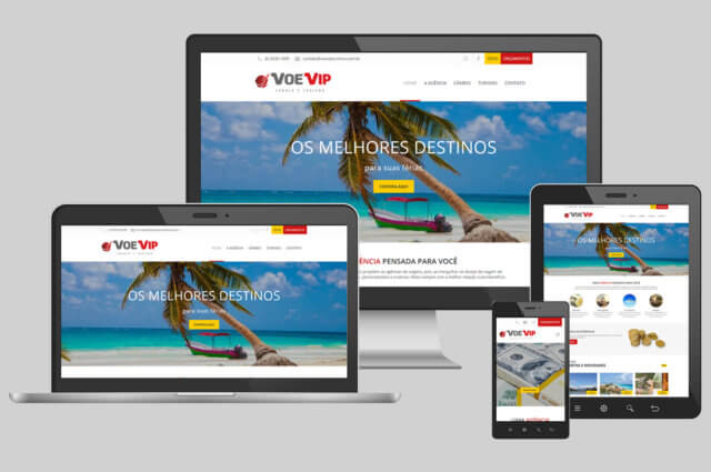 Website responsivo para a agência de viagens VoeVip Câmbio e Turismo