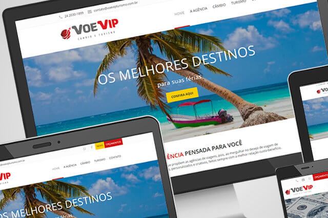 VoeVip Câmbio e Turismo: Desenvolvimento e manutenção do website responsivo