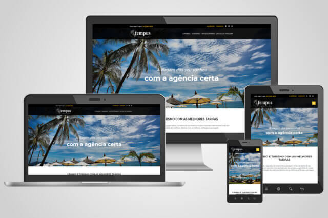 Atualização de layout para website responsivo da agência de viagens Tempus Câmbio e Turismo